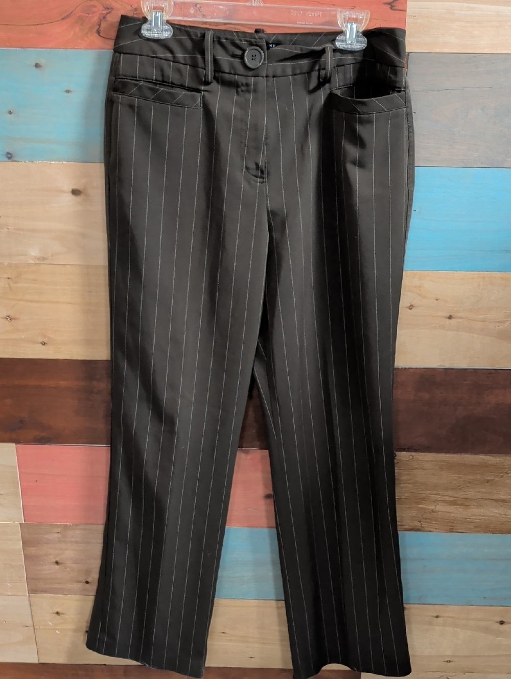 Larry Levine Black Pinstripe Flare Pants